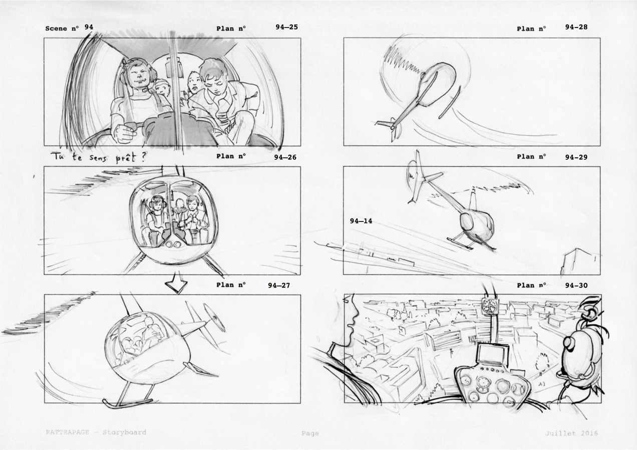 Rattrapage — storyboard — scène hélicoptère, page 13