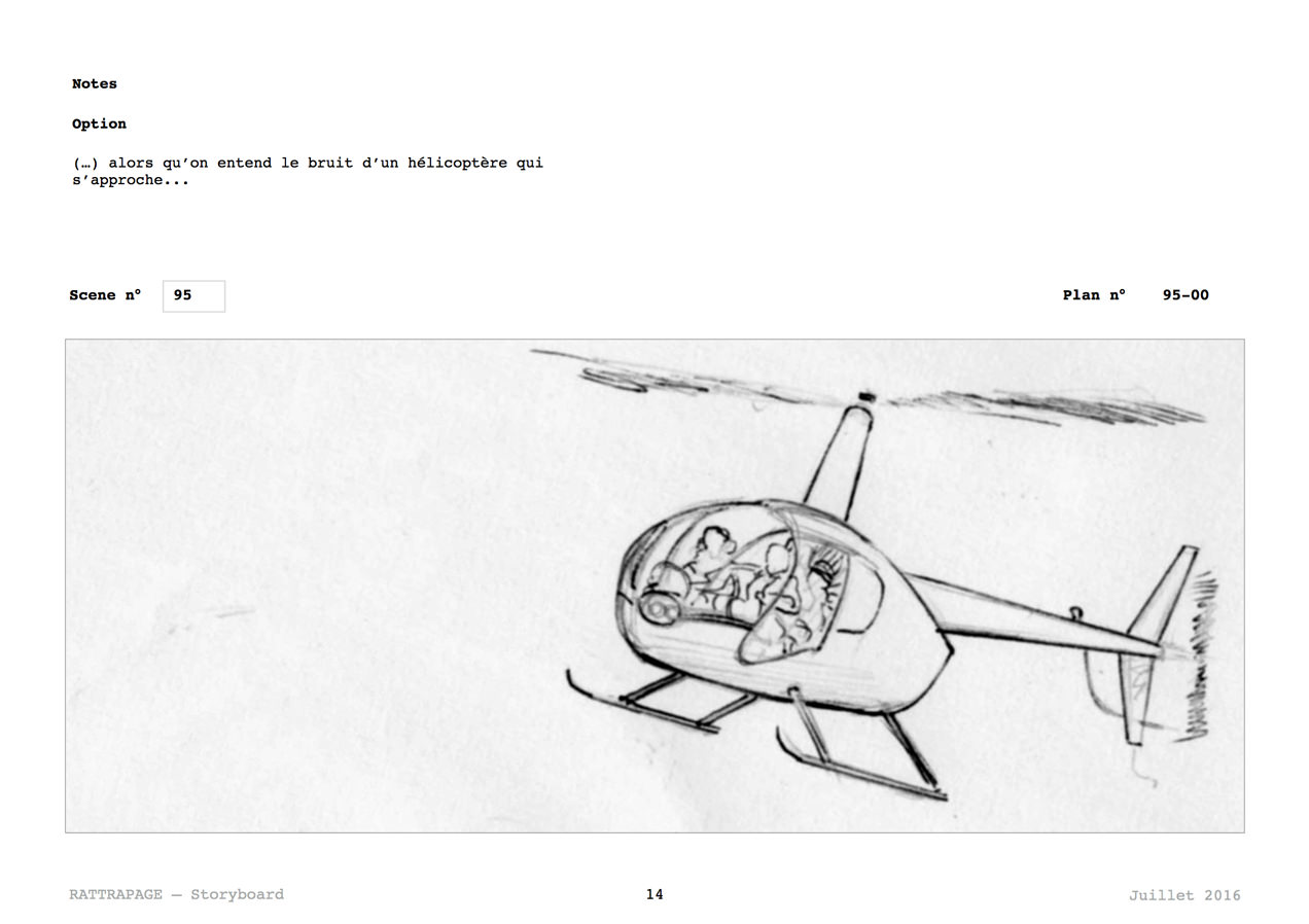 Rattrapage — storyboard — scène hélicoptère, page 14