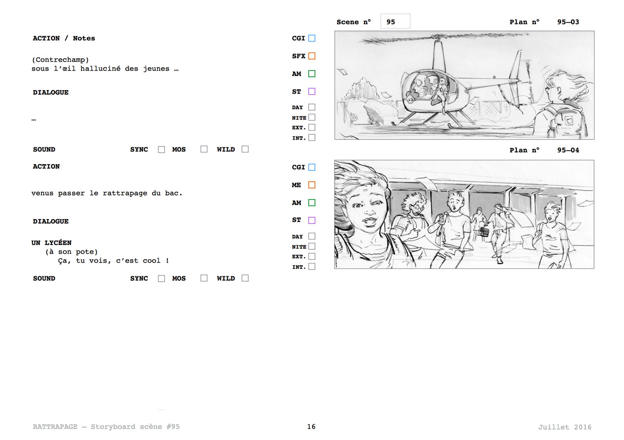 Rattrapage — storyboard — scène hélicoptère, page 16