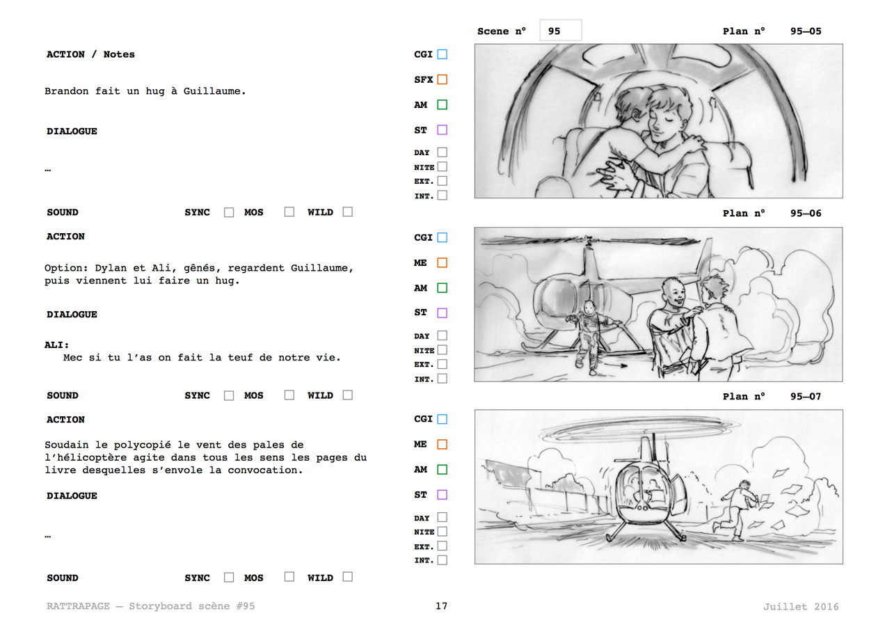 Rattrapage — storyboard — scène hélicoptère, page 17