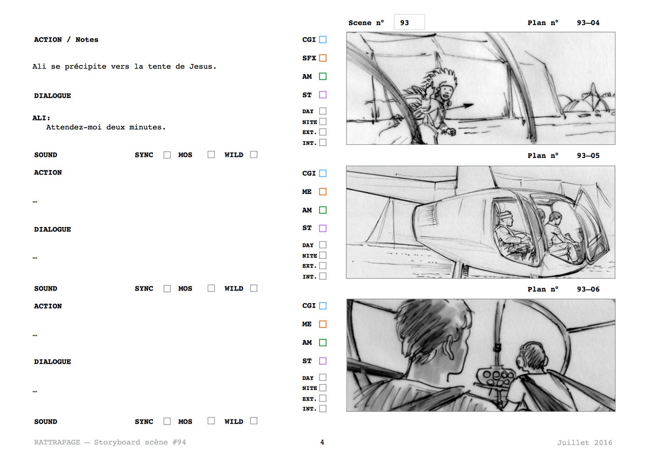 Rattrapage — storyboard — scène hélicoptère, page 4
